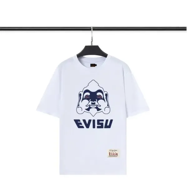 Evisu Daruma Face Graphic White T-Shirt - 1