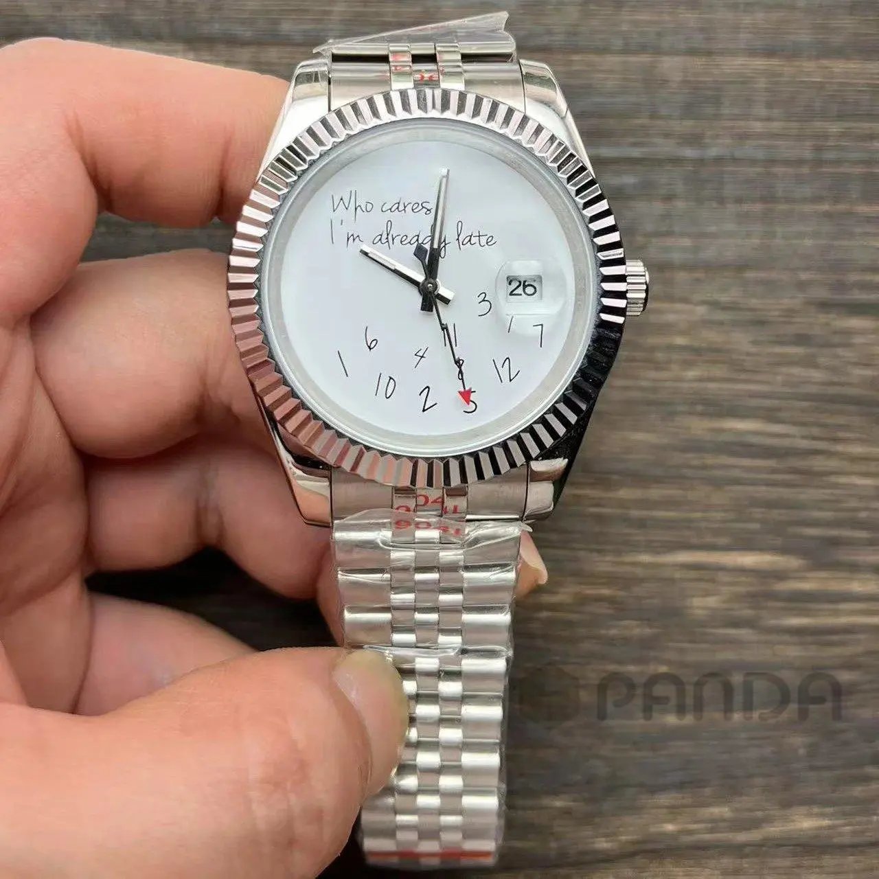 Rolex Watches "Who cares, I'm already late" novelty dial with date window image 8