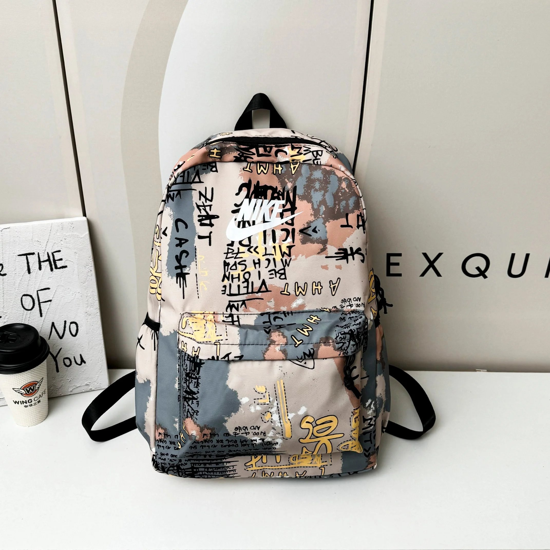 Nike Patchwork Mini Backpack Beige Gray - 11