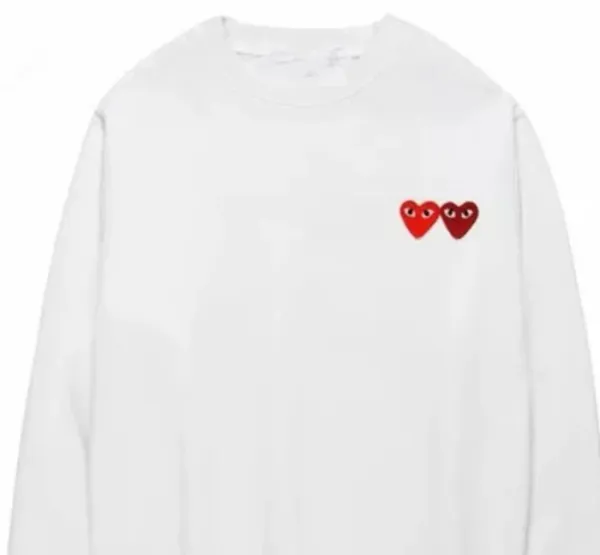 Comme des Garçons Play Double Heart White Long-Sleeve T-Shirt - 1