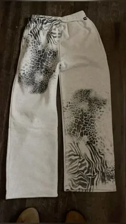 thumbnail for Printed retro pattern loose elastic waist casual pants