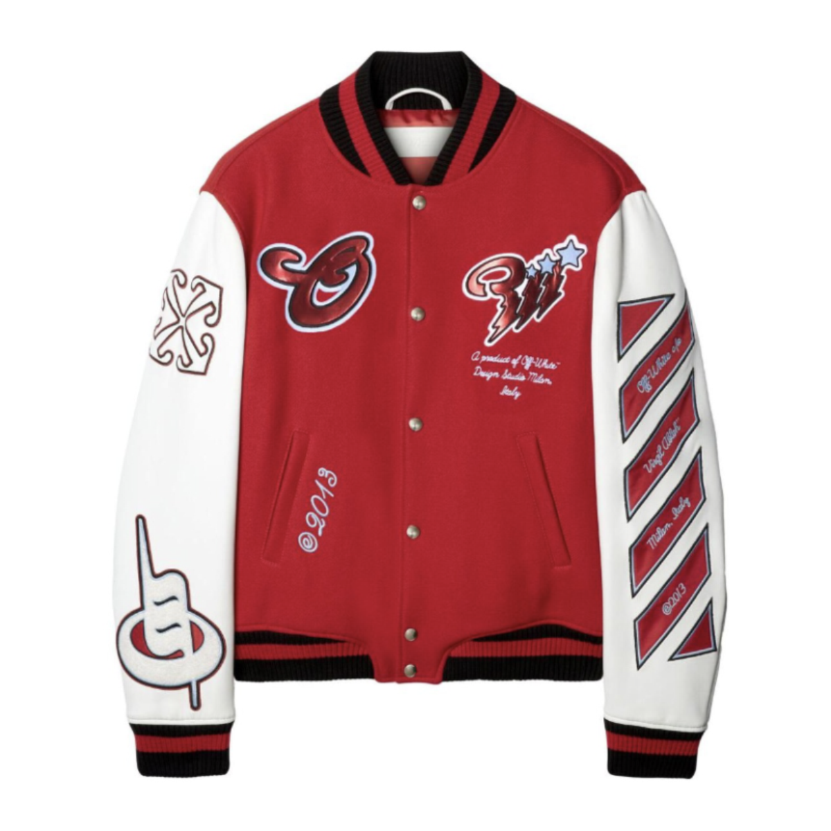 Off-White x AC Milan Varsity Jacket Red / White Outerwear