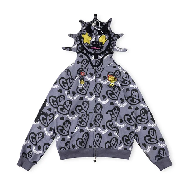 Glo Gang Hoodies & Sweatshirts Spiked Hood Graphic Zip-Up Hoodie product detail image 4