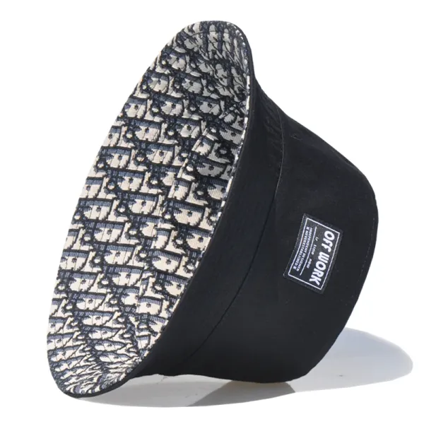 Off-White Bucket Hat Black with Signature Pattern - 2