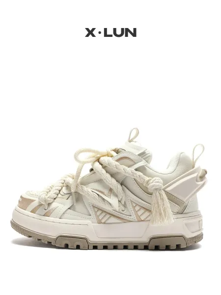 Design X·LUN Rope-Lace Chunky Sneakers Beige Chunky Sneakers - 1