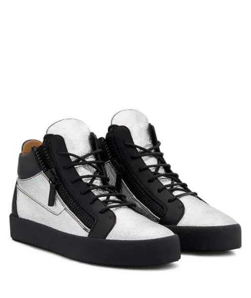 Design Giuseppe Zanotti Decadence Silver Metallic High-Top Sneakers - 1