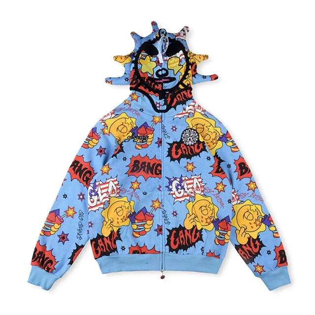 Glo Gang Hoodies & Sweatshirts Spiked Hood Graphic Zip-Up Hoodie product detail image 2