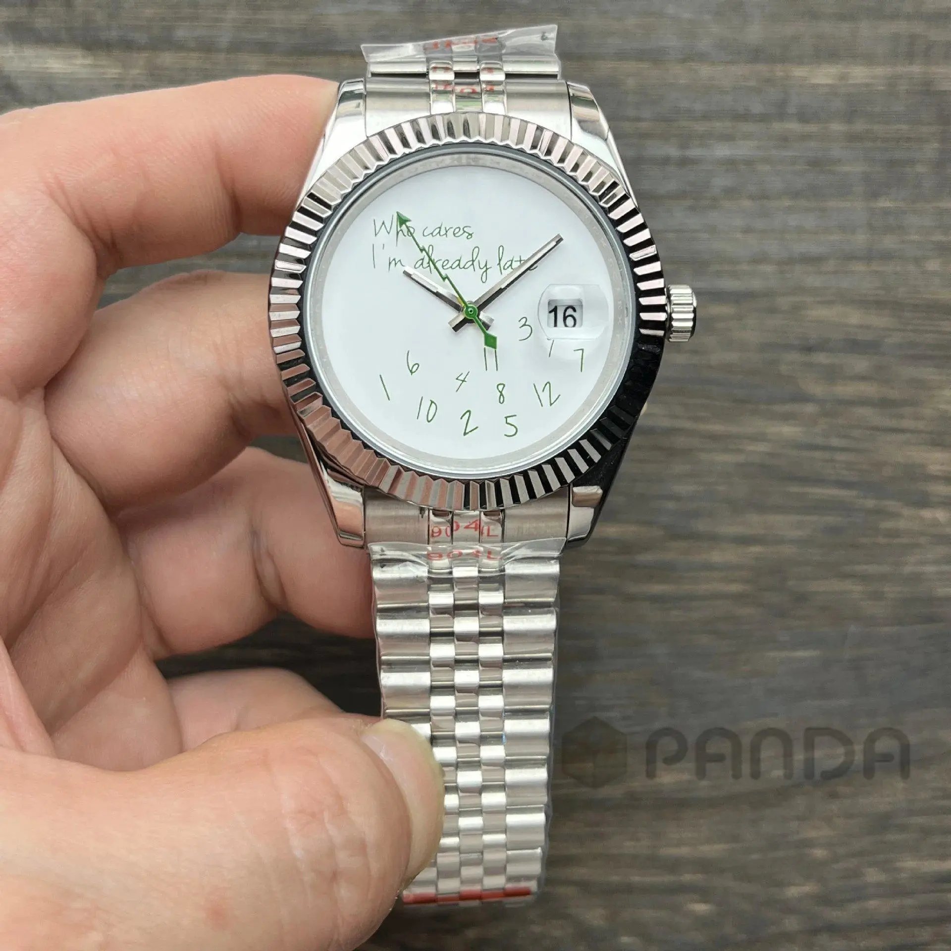 Rolex Watches "Who cares, I'm already late" novelty dial with date window image 9