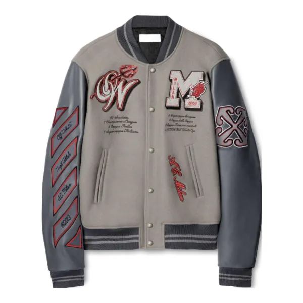 Off-White x AC Milan Varsity Jacket Gray Outerwear.jacket - 1