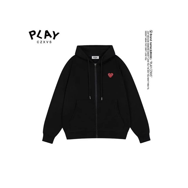 PLAY Cardigan Jacket Autumn and Winter New Couple Japanese Fashion Brand Loose Cardigan Hooded Sweater Men's Couple Dress Embroidery: seller detail photo 1