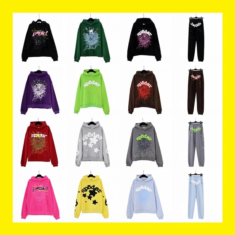 Sp1der Hip Hop Singer Young Thug Same Fong Letter 555555 Couples Hoodie Pink Sweater