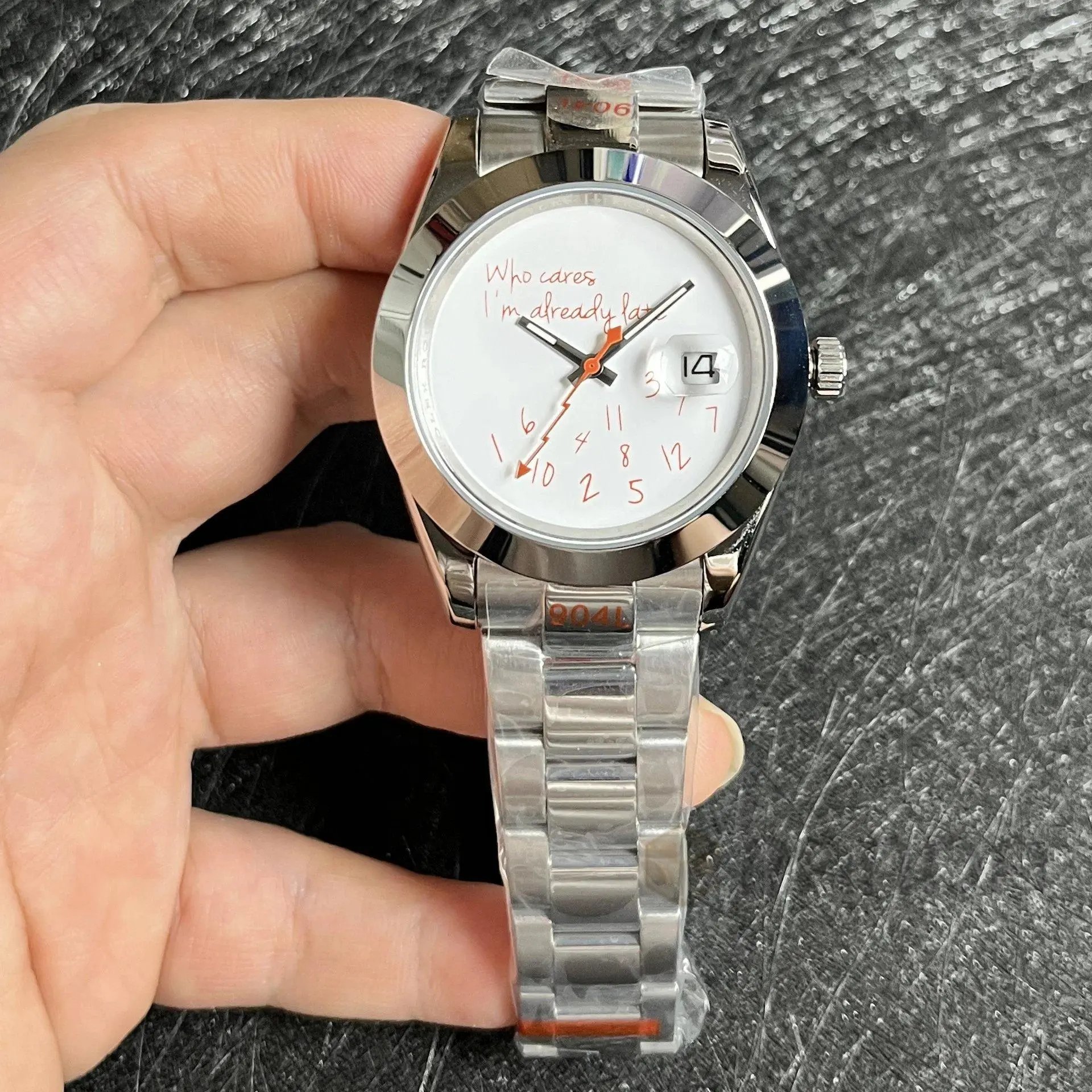 Rolex Watches "Who cares, I'm already late" novelty dial with date window image 12