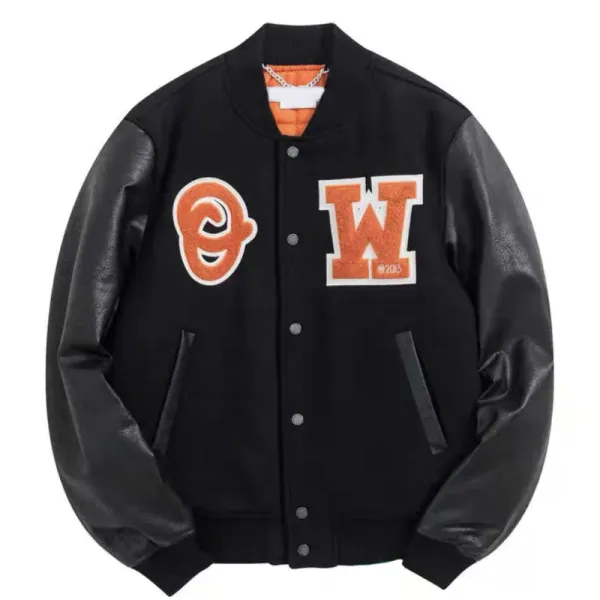 Off-White Varsity Jacket Black Orange Outerwear - 1