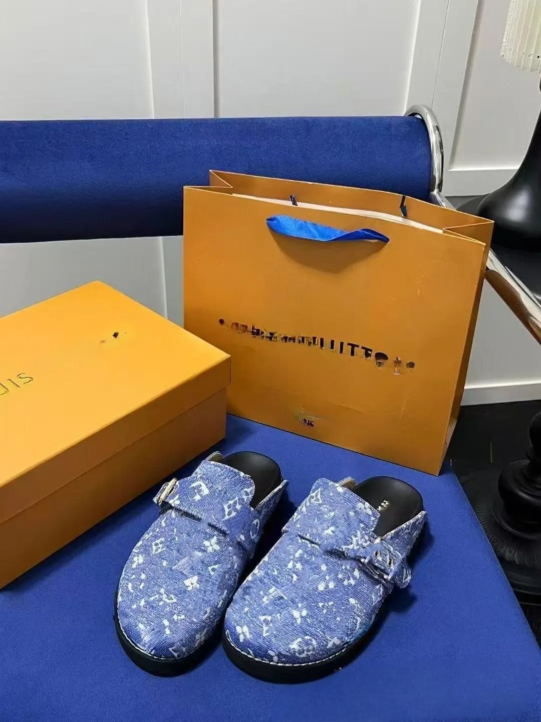 Louis Vuitton Monogram Denim Mule Blue Slippers
