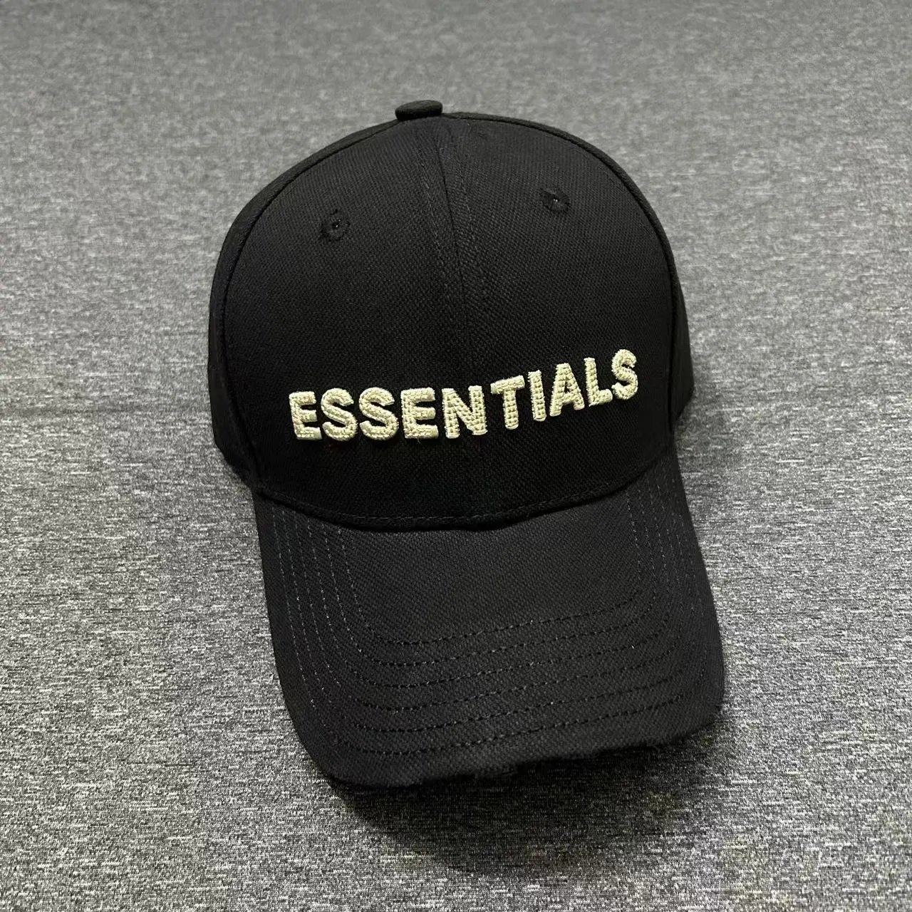 Essentials,embroidery logo distressed brim baseball cap - rep czapki