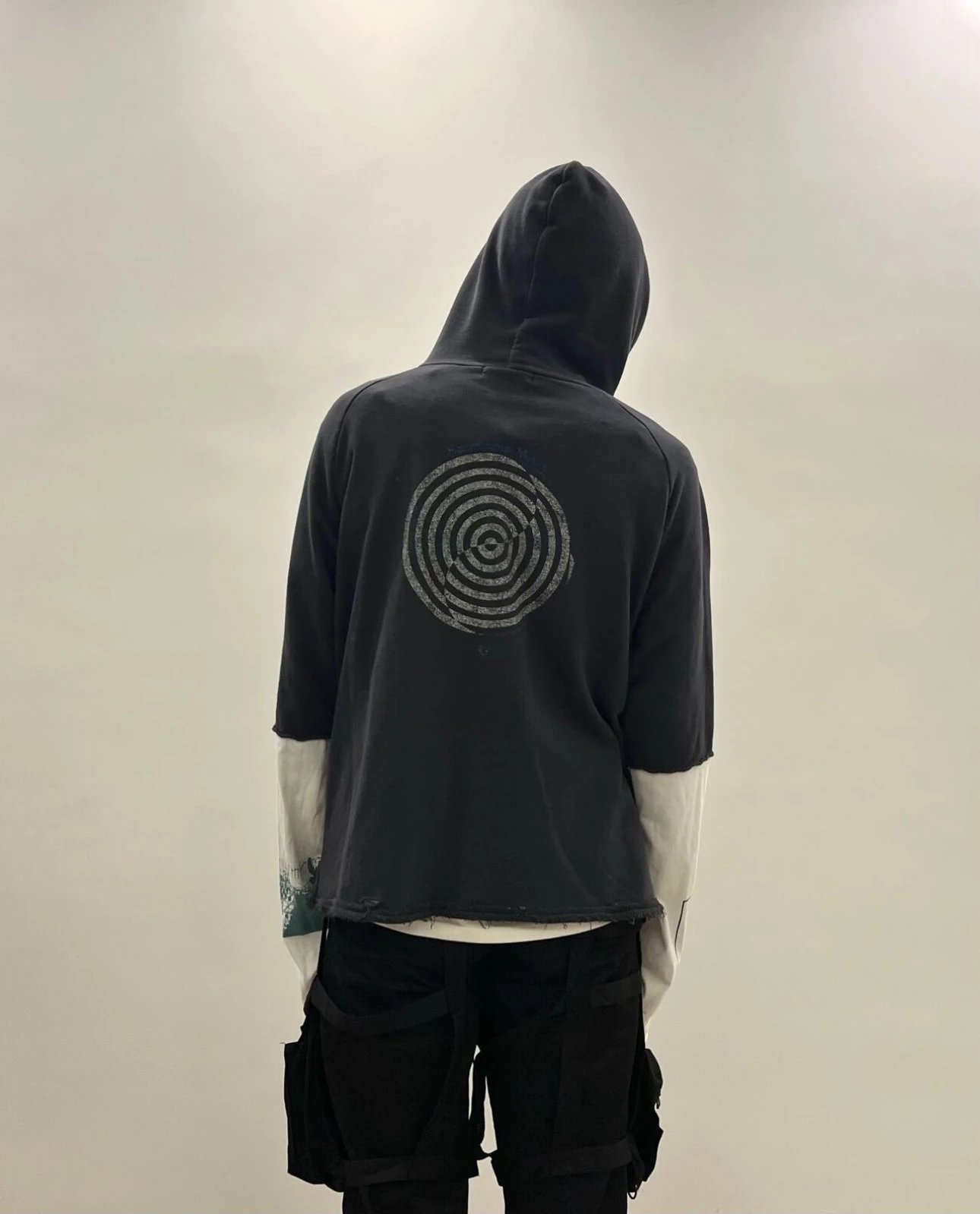 Undercover 06SS T Sweater Distressed Patchwork Hooded Black