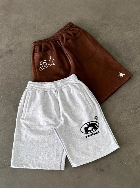 2025 Spring Trendy Personalized Embroidered Casual Shorts, Loose Straight Leg Pants for Street Style