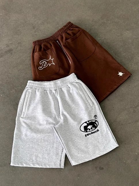 2025 Spring Trendy Personalized Embroidered Casual Shorts, Loose Straight Leg Pants for Street Style