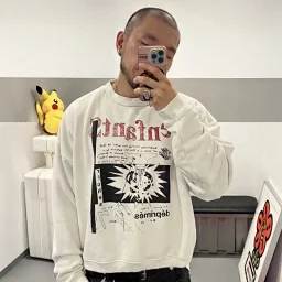 thumbnail for CRAZY melancholy rich second generation graffiti Niche style Stylish American Trendy Men Couple round neck Sweatshirt
