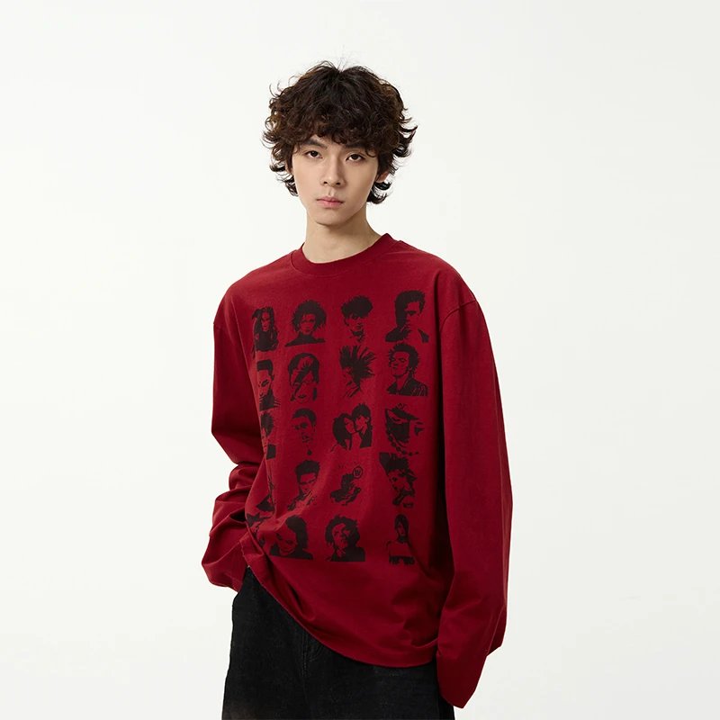 Design Portrait Grid Long Sleeve T-Shirt Black - 2