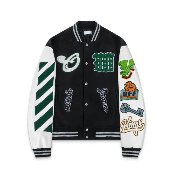 Off-White Varsity Jacket Black Green White Outerwear - 1