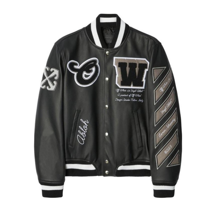 Off-White Varsity Leather Jacket Black