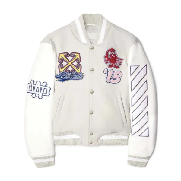 Off-White x Virgil Abloh Varsity Jacket Beige Multicolor Jacket Outerwear Jacket - 1