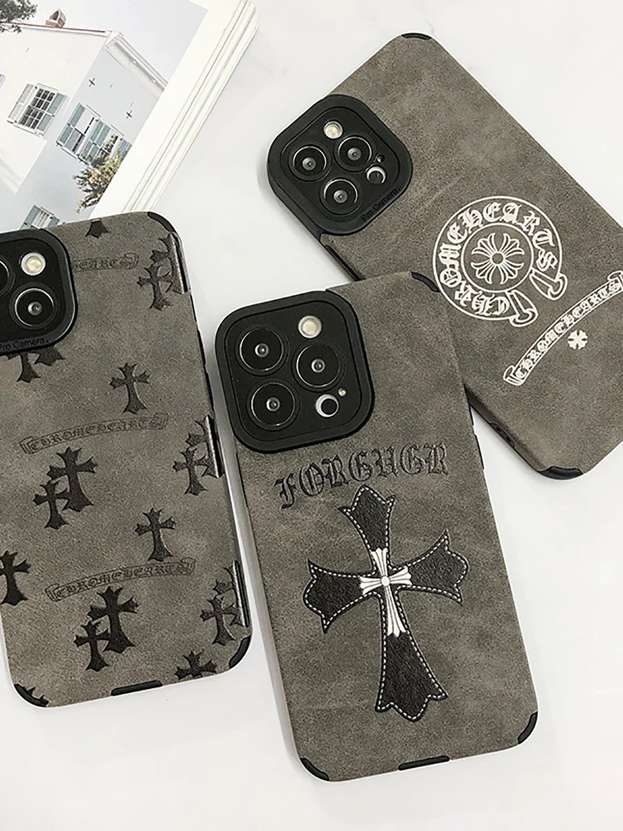 For iPhone17ProMax phone case Trendy crocore cross  16Promax Stylish suede 15plus all-inclusive straight edge anti-drop protective case soft 13 Couple 14/11