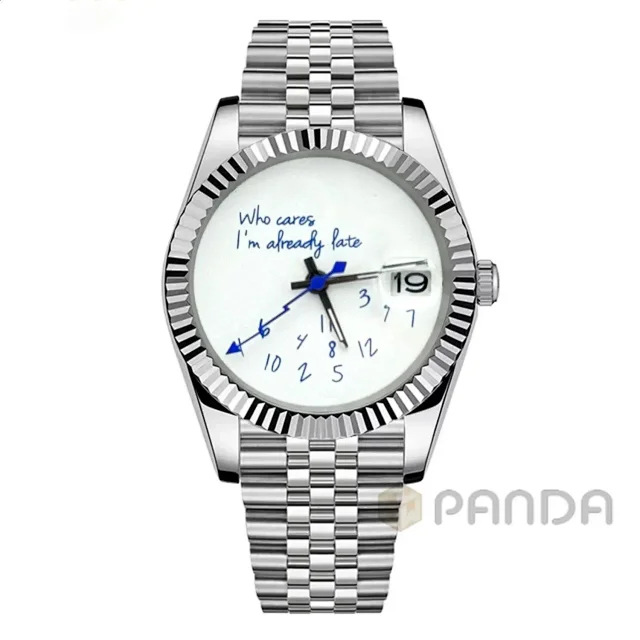 Rolex Watches "Who cares, I'm already late" novelty dial with date window product detail image 1