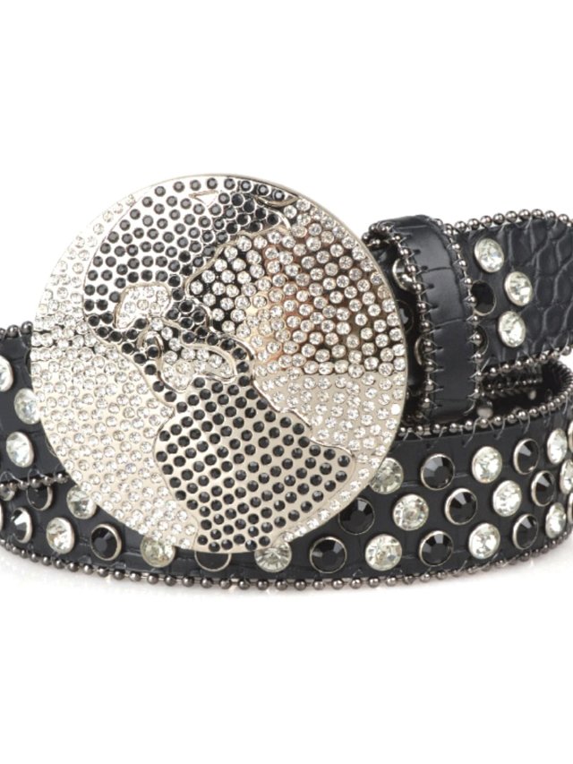 Unisex Fashionable Wide Belt Hip-Hop Punk Style Y2K Extended Rhinestone Inlaid Belt: seller detail photo 1
