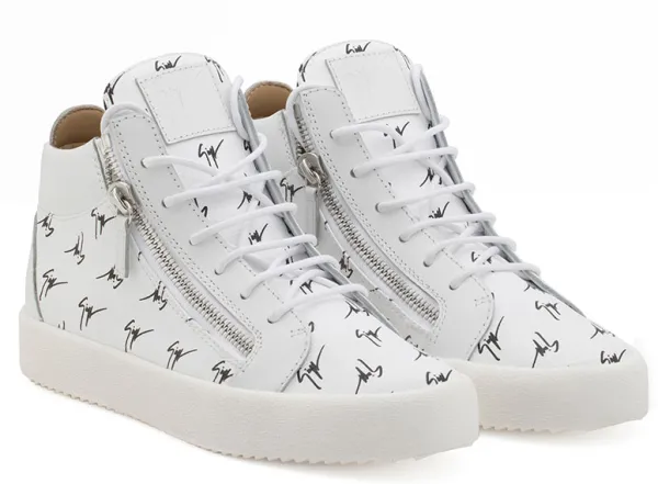 Design Giuseppe Zanotti Signature Print High-Top Sneakers White Sneakers - 1