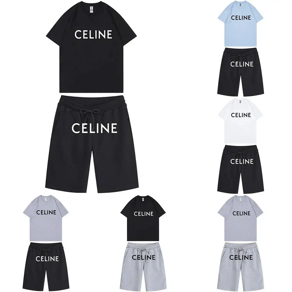 Celine Logo Print Purple T-Shirt and Black Shorts Set Casual Set product detail 16 in Litbuy spreadsheet finds
