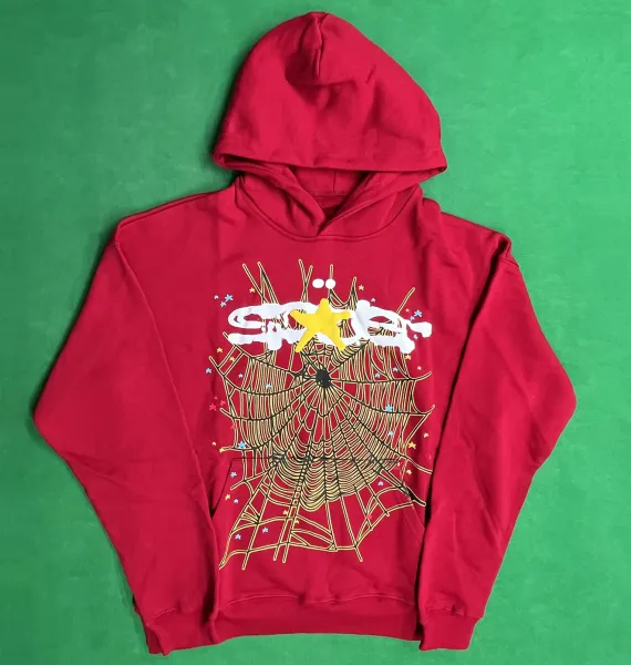 Spider! Spider Web Graphic Hoodie Red - 1
