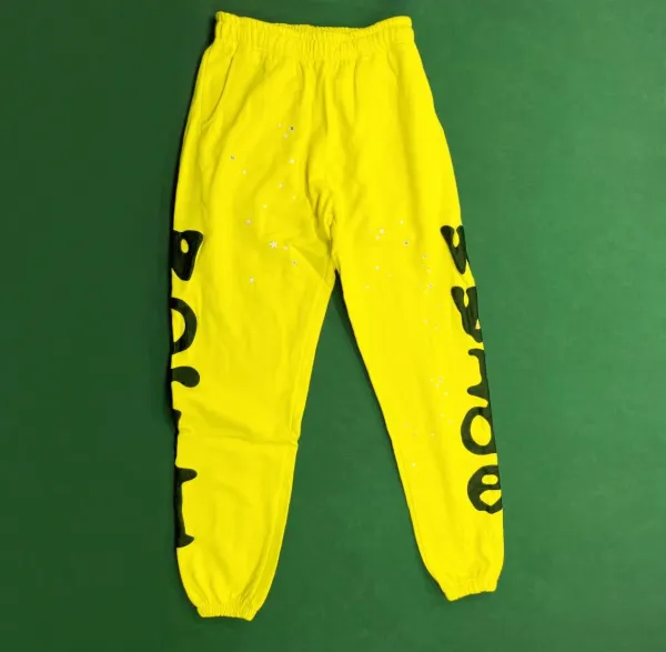 Design Sweatpants Yellow with Black Script and Star Print - 1