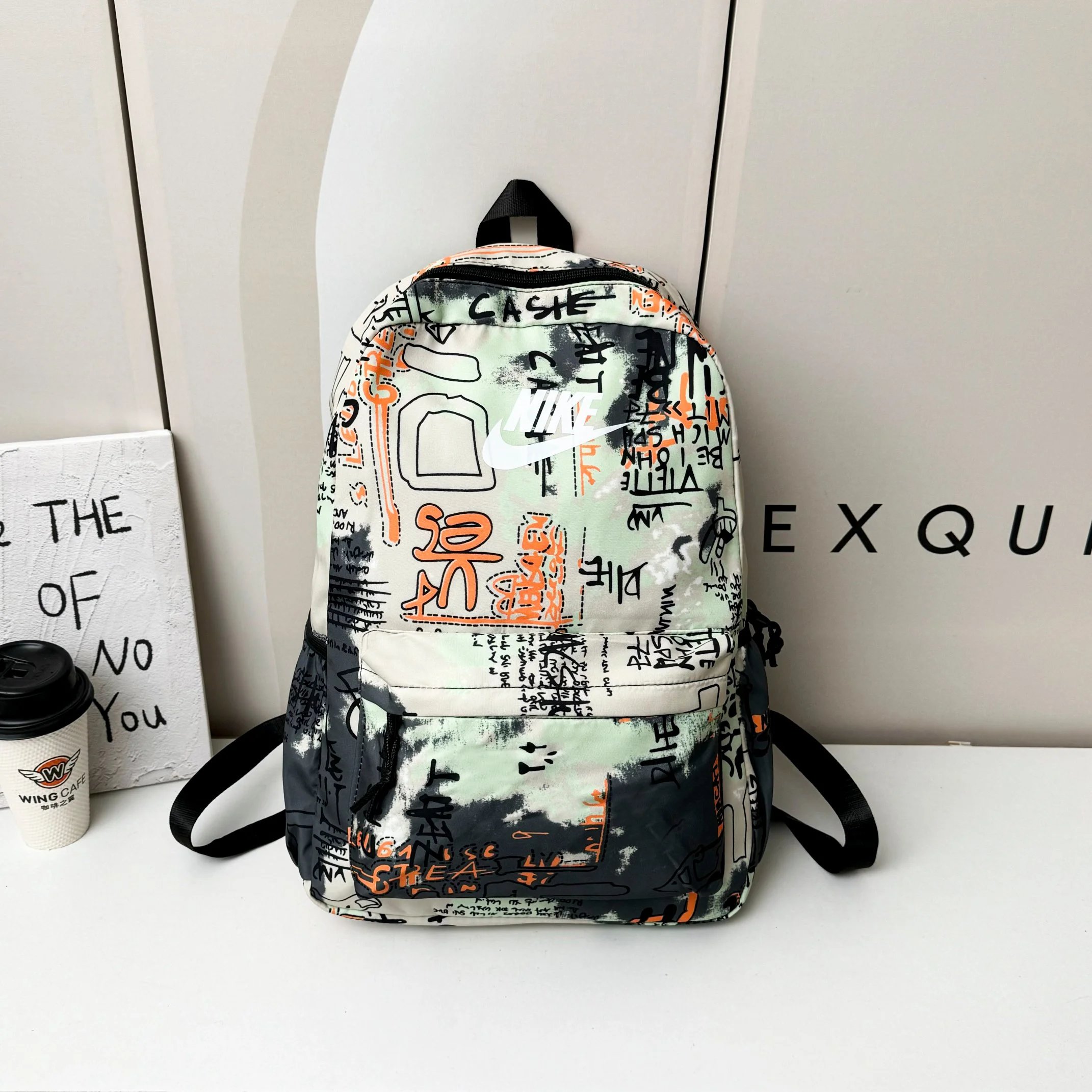 Nike Patchwork Mini Backpack Beige Gray - 10