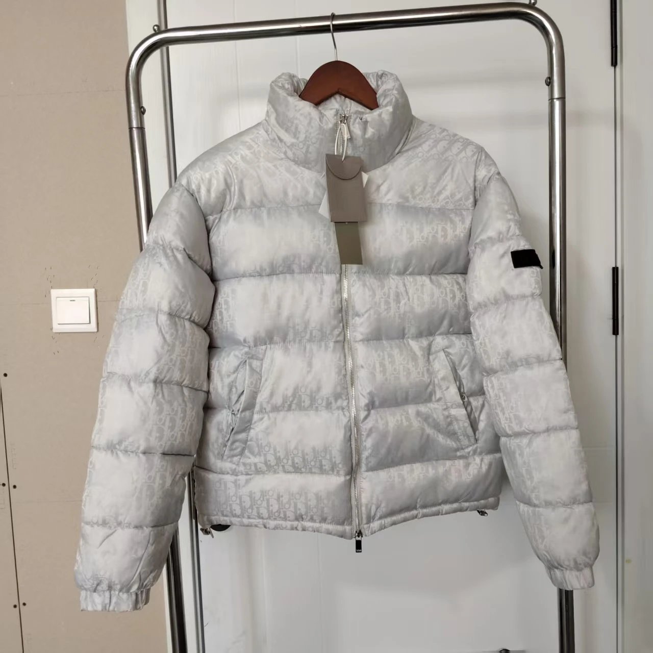 High quality dark stripe standing collar cotton jacket m5xl