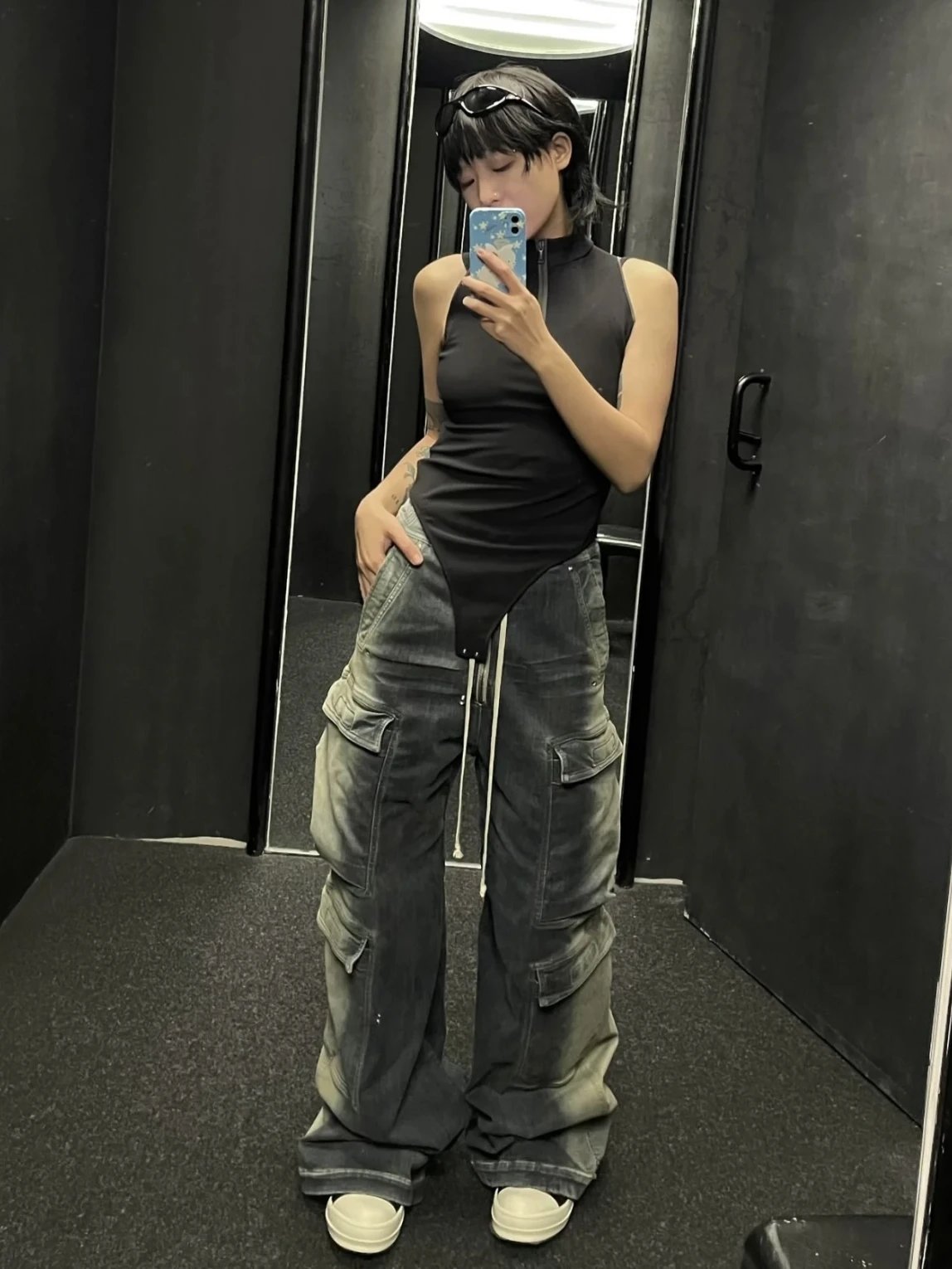 Design Cargo Pants with Drawstring Waist and Tote Bag Set - 5