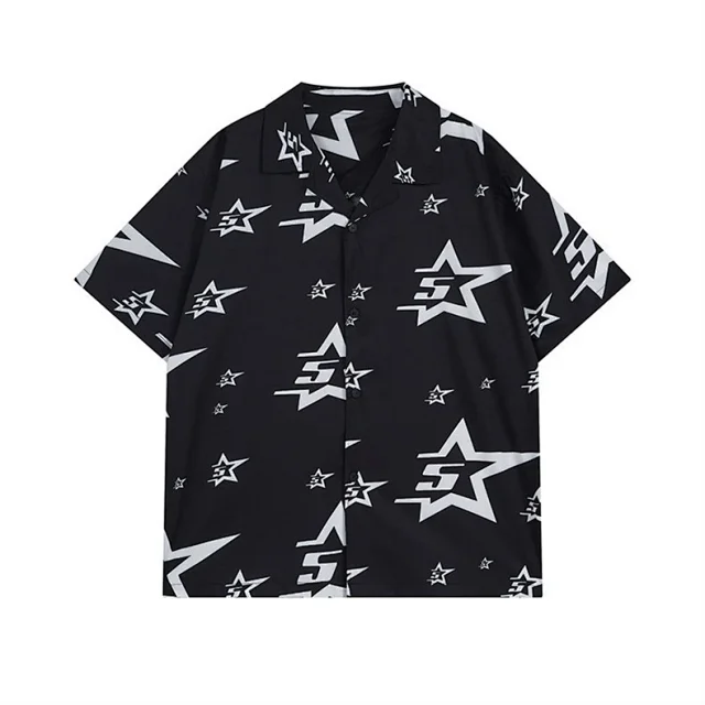 Unbranded Shirts Star-print short-sleeve button-up shirt product detail image 15