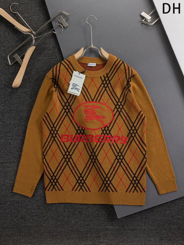Burberry Knitwear Logo and check knit styles product detail image 5