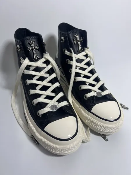 Chrome Hearts x Converse Chuck Taylor All Star High Black and White Sneakers - 3