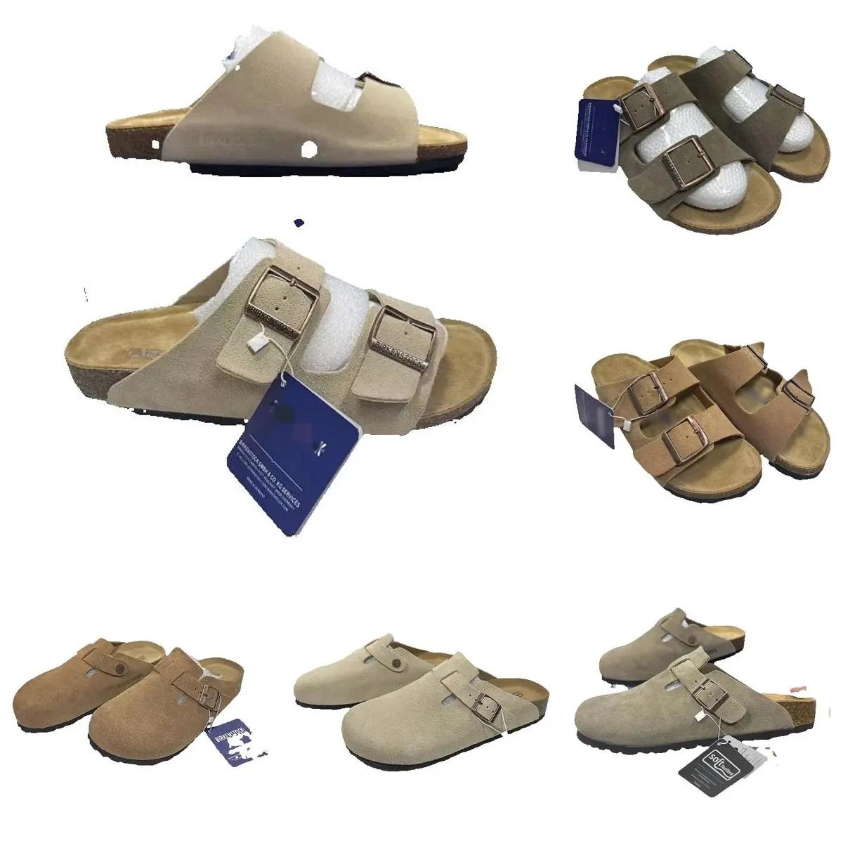 High Quality Genuine Cowhide Cork Sole Slippers Boken Shoes