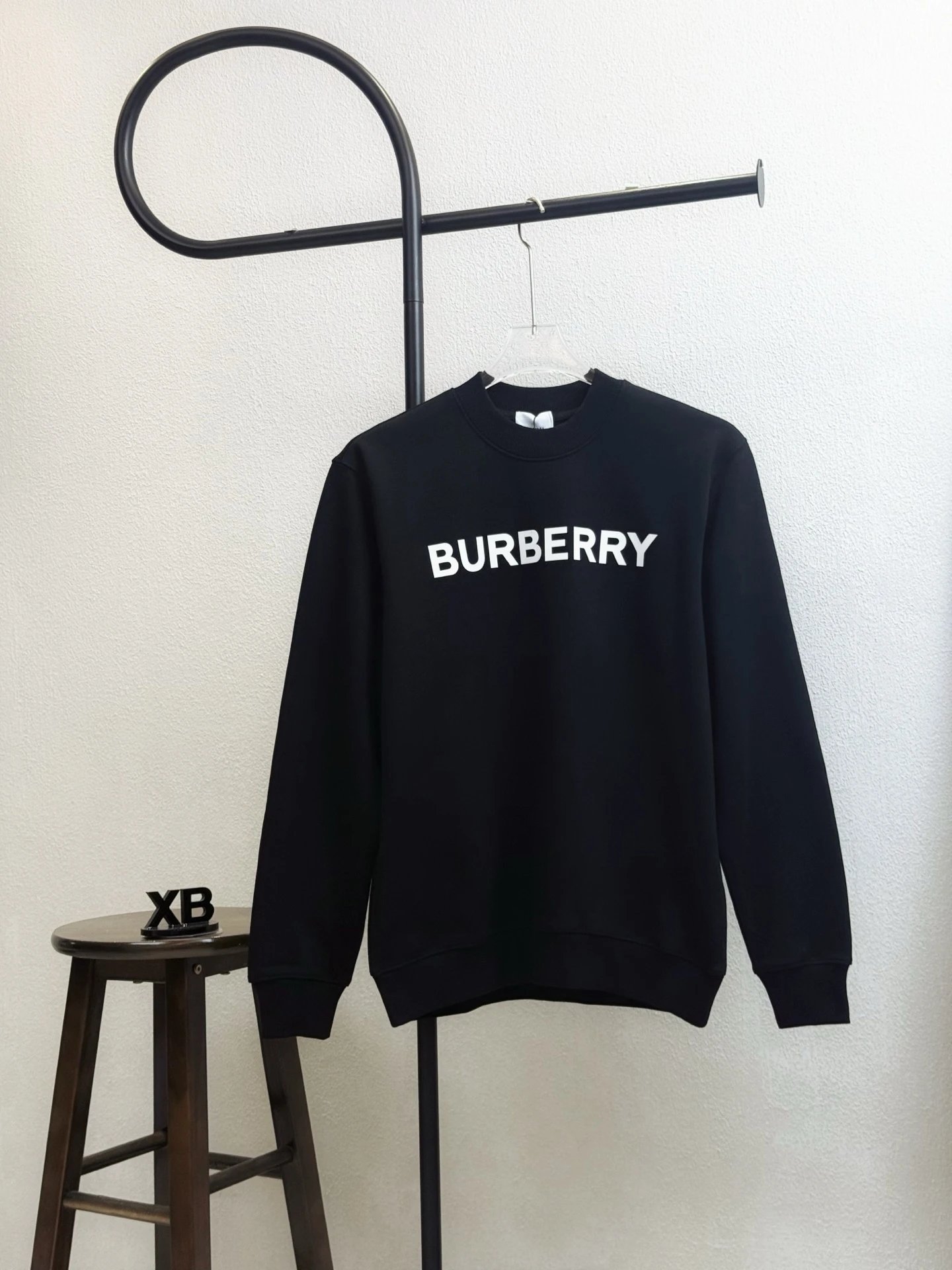 Burberry Equestrian Knight Embroidered Sweatshirt White with Vintage Check Cuffs Sweater - 8