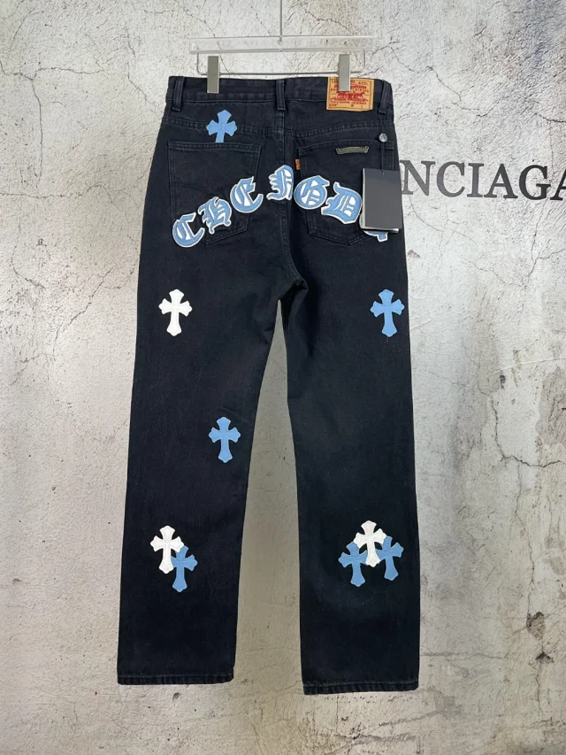 Chrome Hearts Jeans Embroidered patch straight-leg product detail image 12