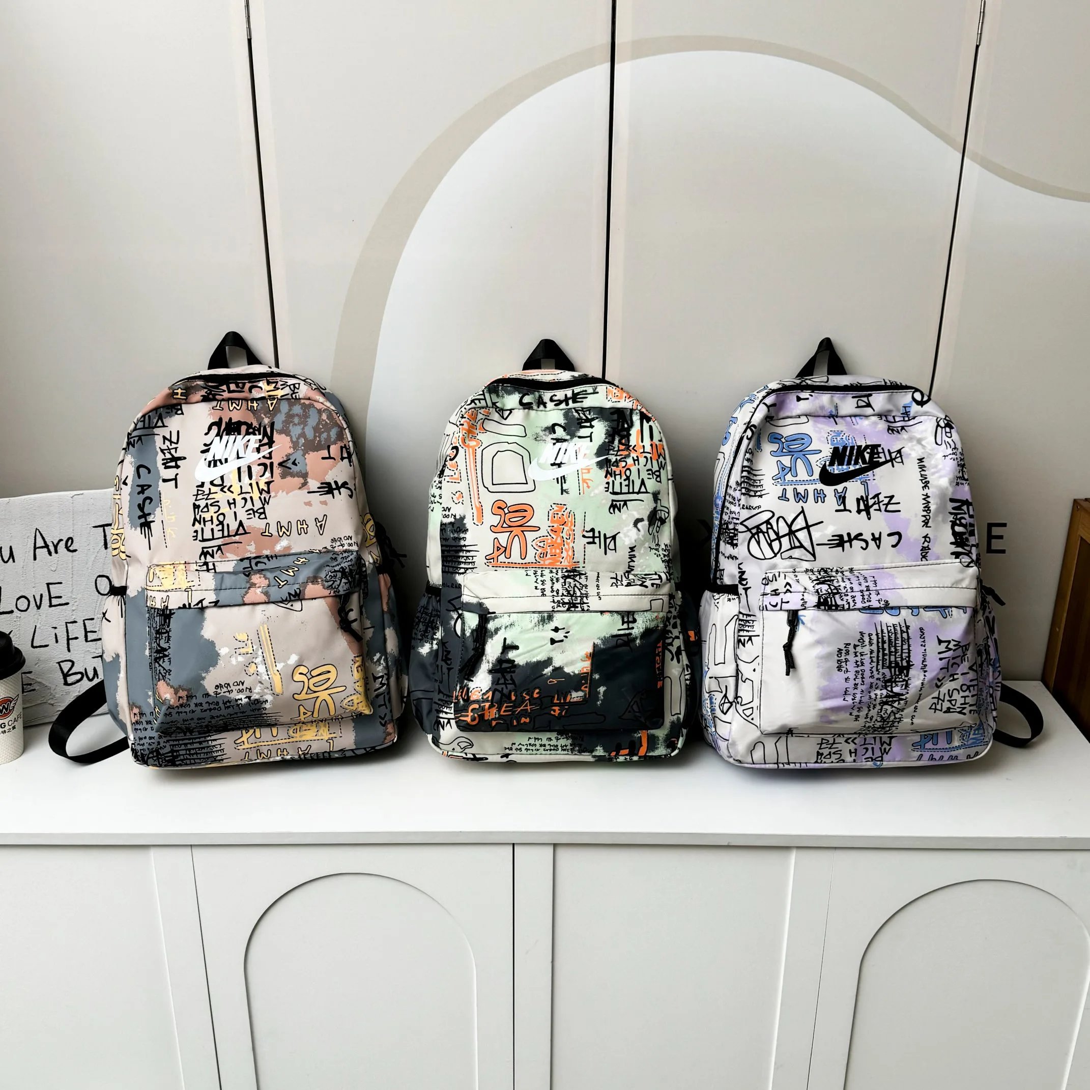 Nike Patchwork Mini Backpack Beige Gray - 3