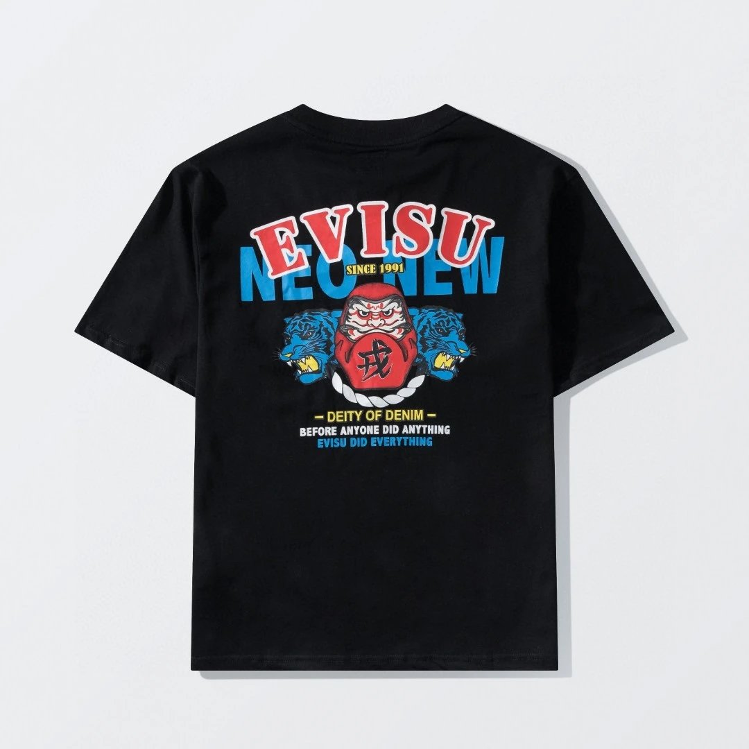 Evisu Neo New Daruma Tiger Graphic Black T-Shirt - 1