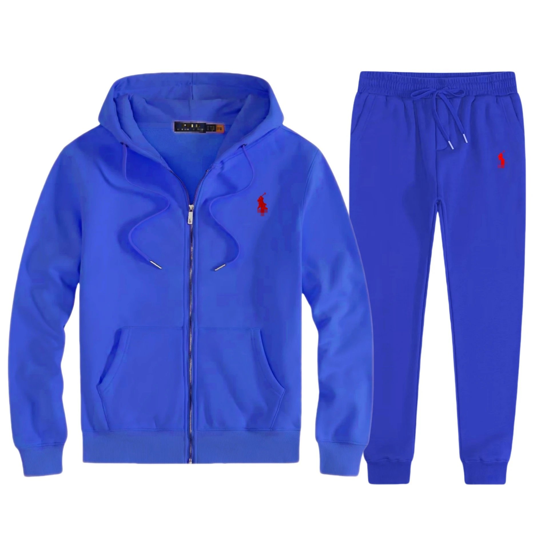 Blue suit-red label