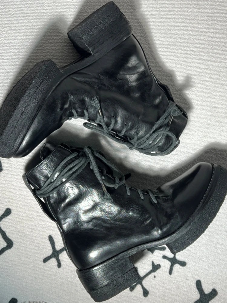 Design Chunky Lace-Up Ankle Boots Black - 3