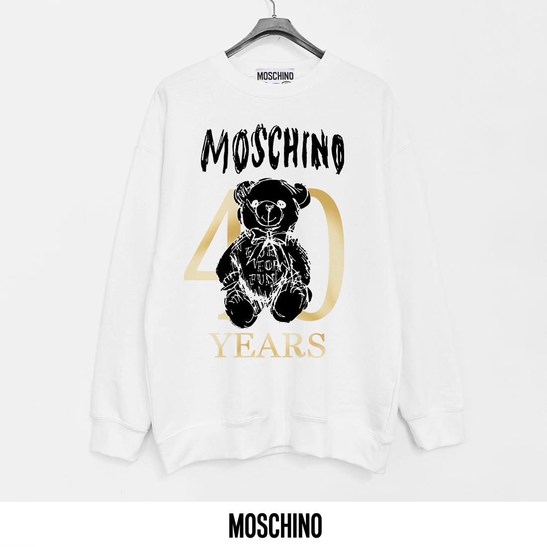 Moschino 40 Years of Love Heart Graphic Black Hoodie - 7
