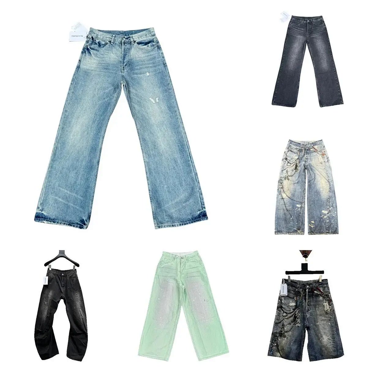 Design Chain-Embellished Distressed Wide-Leg Jeans product detail 2 in Litbuy spreadsheet finds