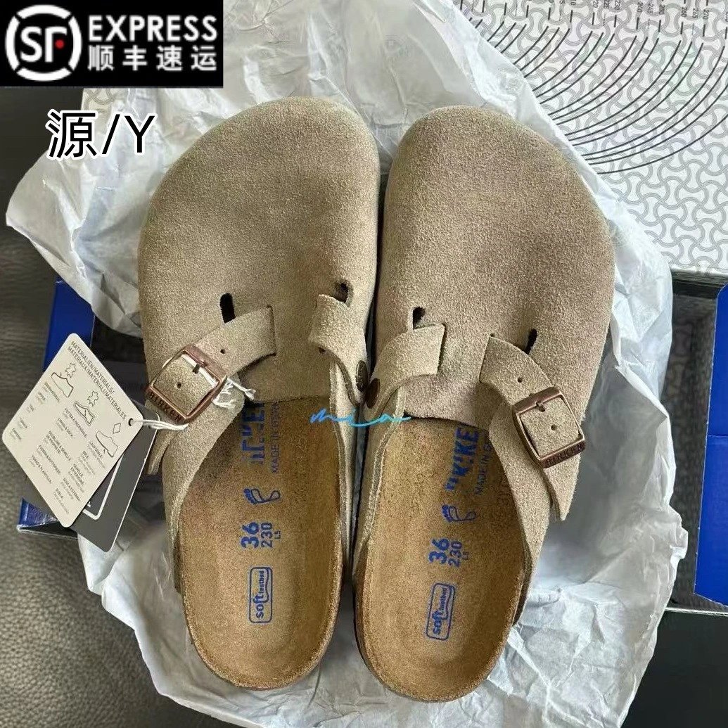 Genuine Leather Birkenth Shoes Men's and Women's Cork Cowhide Fishing Birkenth Half Slippers Summer Outwear Sandals Platform Shoes